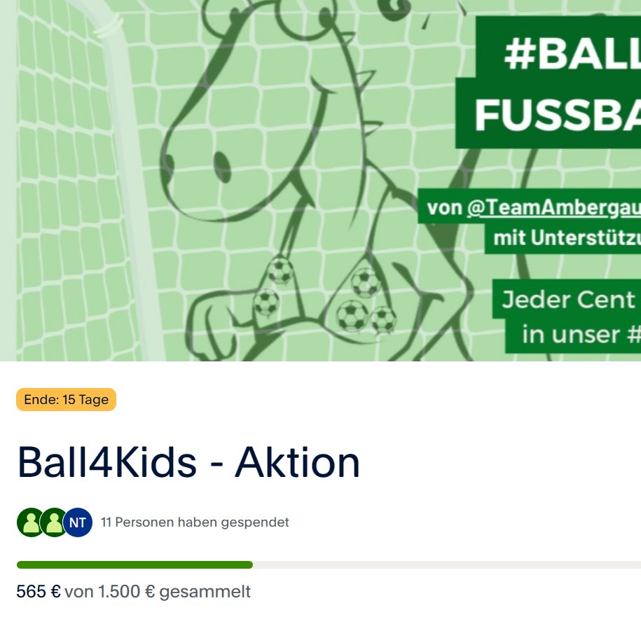 ⚽️🐻#Ball4Kids UPDATE!

Liebe Community #MitHerzUndHaltng, es ist wieder der Wahnsinn, wir haben schon über ein Drittel vom gesteckten Ziel geschafft u. konnten jetzt 25 Bälle u. Turnbeutel ordern, so wie die Verpackung und den Versand sichern.
Unser Herz hüpft vor Freude Danke❤️