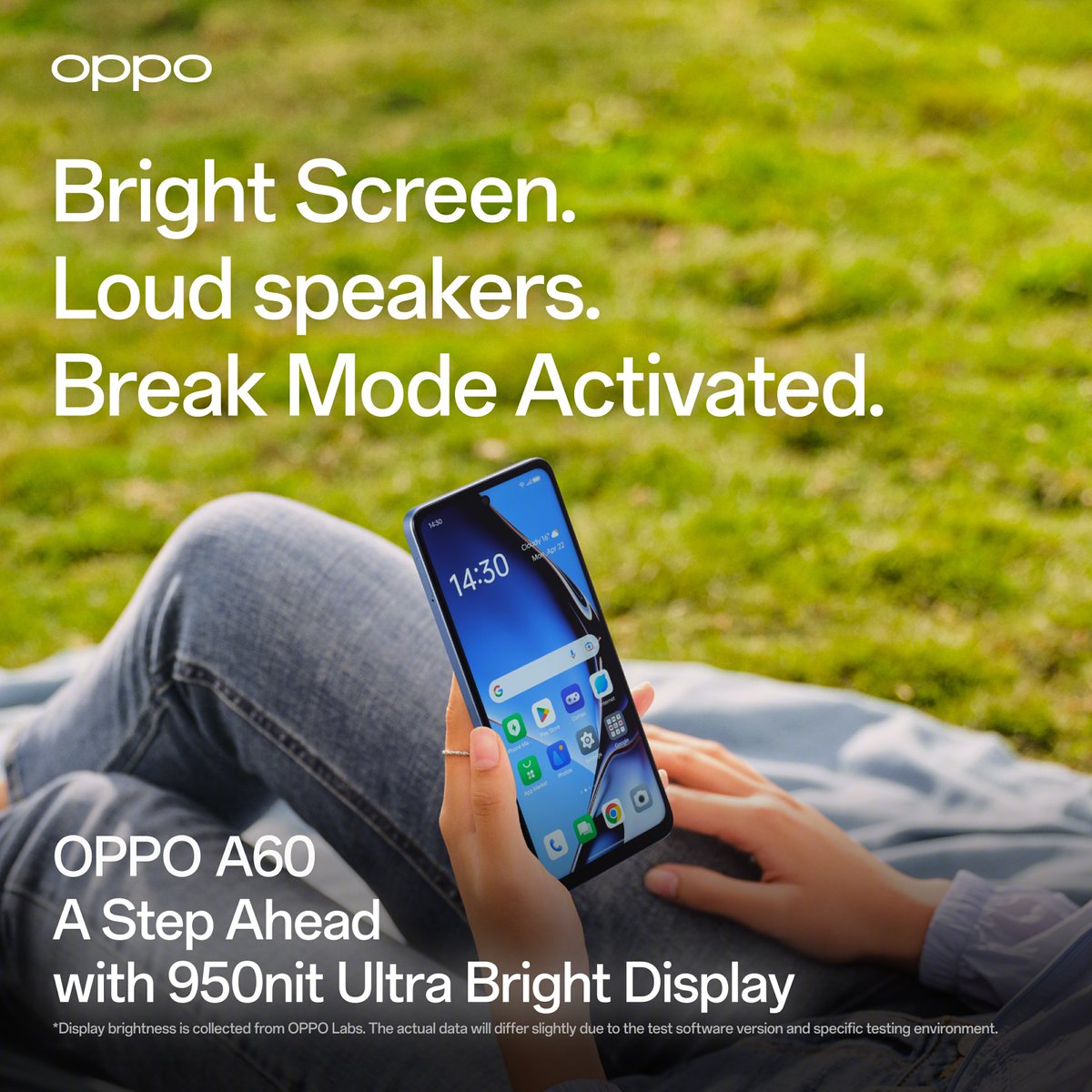 Enjoy the brilliance of the A60's 950nit Ultra Bright Display! ☀️

Immerse yourself in vibrant visuals, while the dual stereo speakers crank up the volume for an unforgettable experience. 

With break mode activated, nothing can dim your shine! ✨

#OPPOA60 #A60 #AStepAhead