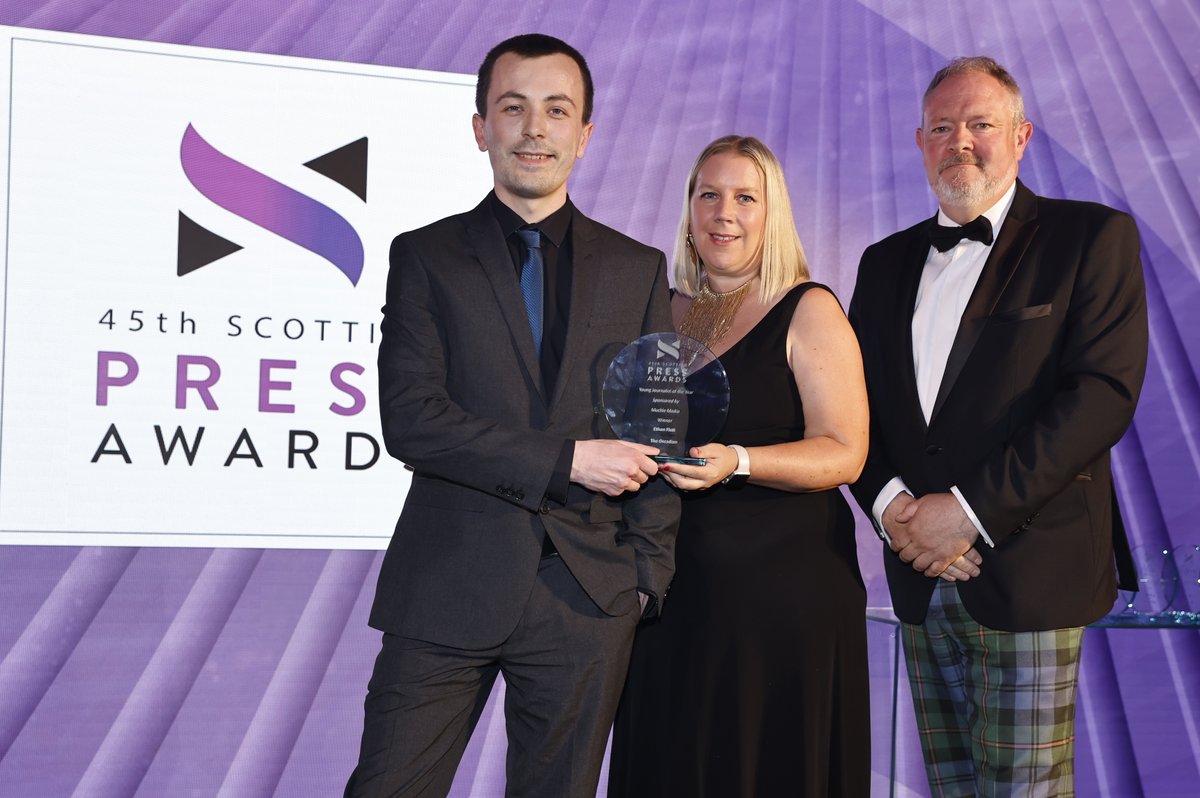 Muckle Media (@mucklemedia) on Twitter photo Congratulations to Young Journalist of the Year Ethan Flett of <a href="/The_Orcadian/">The Orcadian</a> & runner up <a href="/emmaftaggart/">Emma Taggart</a> of @timesscotland 👏.
Young journalist talent is key to a thriving media industry so we were honoured to sponsor the young journalist of the year at the <a href="/ScotPressAwards/">ScotPressAwards</a>. Congratulations to Young Journalist of the Year Ethan Flett of <a href="/The_Orcadian/">The Orcadian</a> & runner up <a href="/emmaftaggart/">Emma Taggart</a> of @timesscotland 👏.
Young journalist talent is key to a thriving media industry so we were honoured to sponsor the young journalist of the year at the <a href="/ScotPressAwards/">ScotPressAwards</a>.