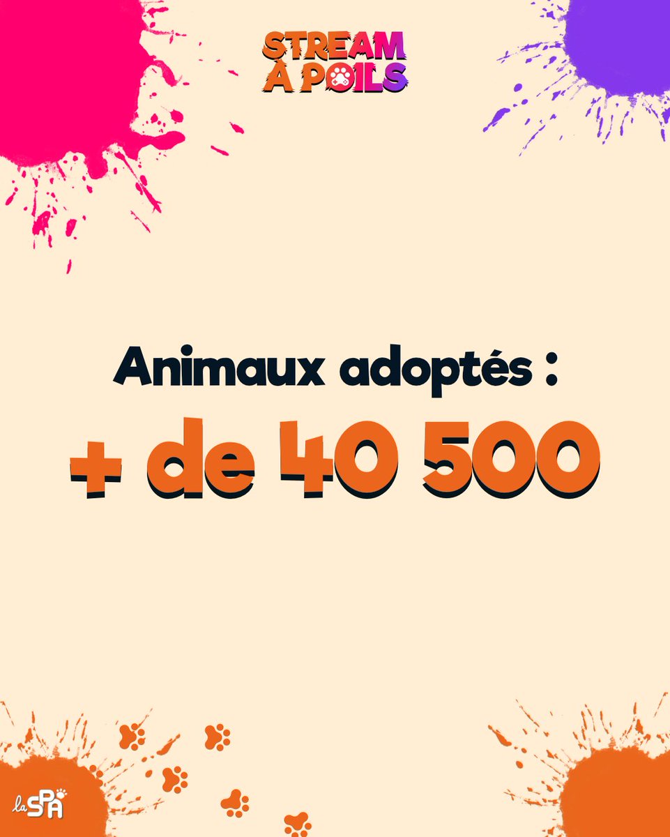 StreamAPoils's tweet image. 🐾 CHIFFRE DU JOUR 🐾

Chaque année, c'est plus de 40 500 animaux qui trouvent ou retrouvent une famille grâce aux actions de la SPA. ❤️