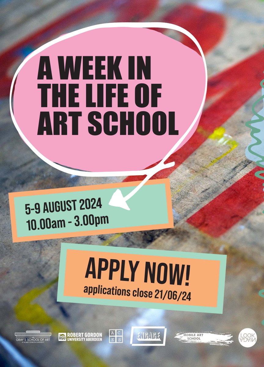 Join us in the Life of Art School - an interactive summer programme designed for senior pupils in the North East of Scotland.

Running: 5th – 9th Aug 24
Must be 16+
Location: Gray's School of Art
Apply before 21st June Midnight!

rgu.ac.uk/study/visit-us…