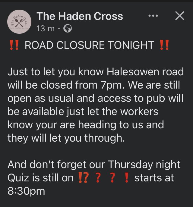A459 Halesowen Road update. Road closure for lane markings. Please see below 👇🏼