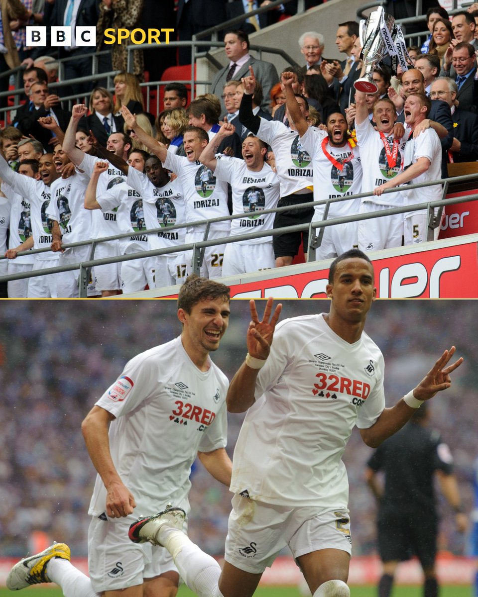 #OTD in 2011...

Scott Sinclair hit a hat-trick as Swansea became the first Welsh side to reach the #PremierLeague by beating Reading 4-2 in the play-off final at Wembley ⬆️

Were you there that day? ⚽️

#BBCFootball