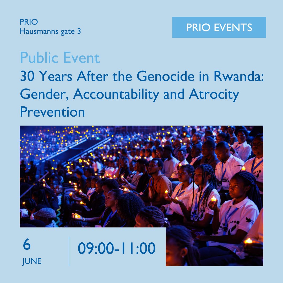 What is the legacy of #Rwanda🇷🇼? Join us at PRIO next Thursday for a talk by UN Special Representative Pramila Patten to mark the 30th anniversary of the genocide. Opening remarks by State Secretary Andreas Motzfeldt Kravik. Sign up now ➡️ ow.ly/SEcO50RSwck