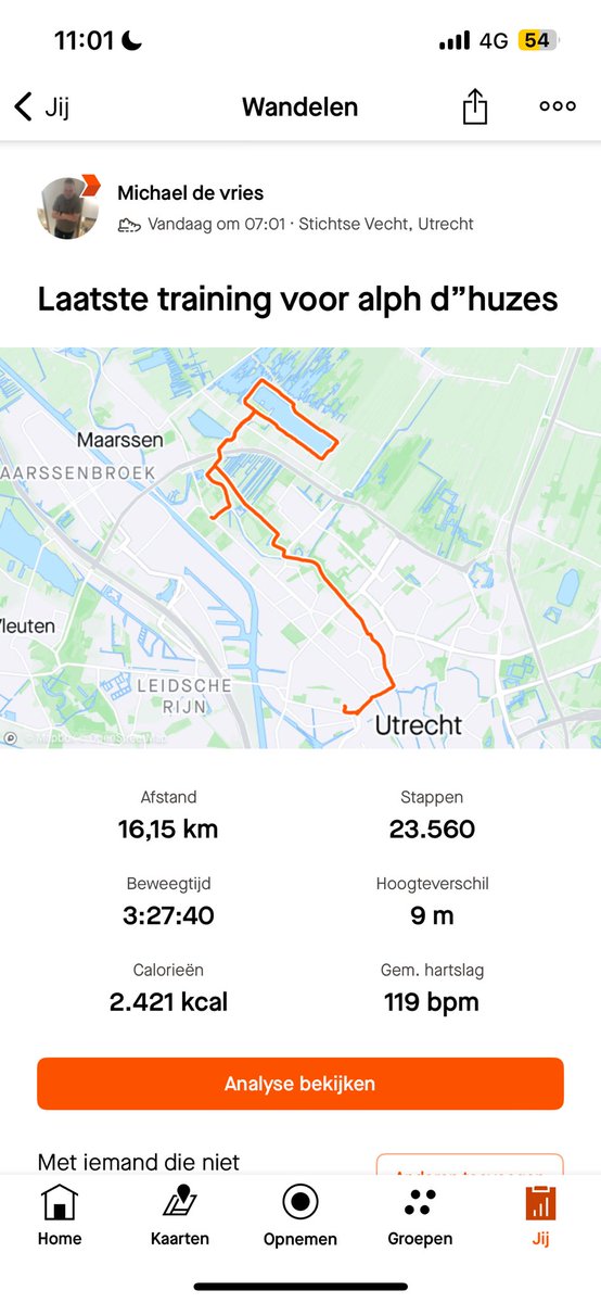 Laatste training voor #ad6 en of ik 1 of 2x de berg op gaat weet ik nog niet, wel weet ik dat ik trots ben op alle donateurs inmiddels €3291 opgehaald en heel trots op de hele organisatie en vrijwilligers van de <a href="/alpedhuzes/">Alpe d'HuZes</a> op naar volgende week