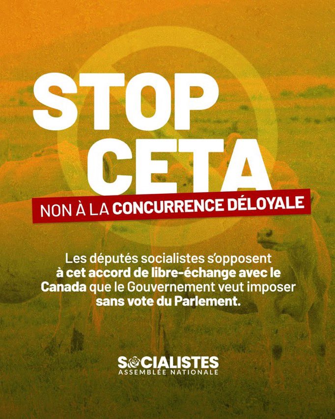 Je me suis prononcée une nouvelle fois contre le #CETA en votant la proposition de résolution du groupe @deputesPCF. Cet accord favorise la concurrence déloyale, dangereux pour nos éleveurs. Pour moi c’est encore et toujours NON @socialistesAN