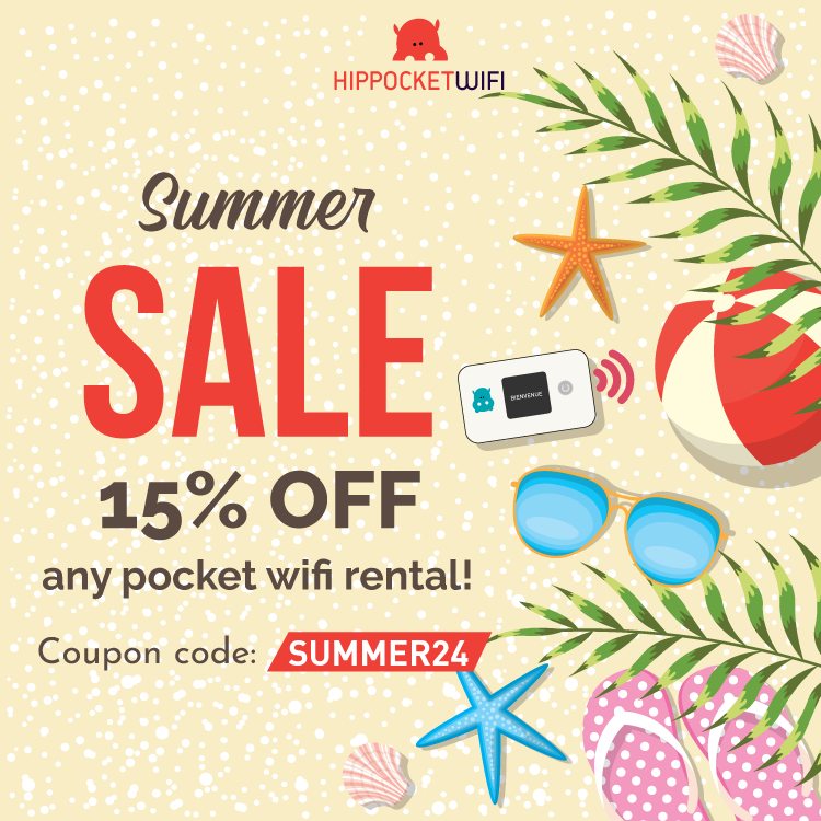 Summer is just around the corner, and we know you're ready to explore new destinations 🏖️ We're excited to offer you a 15% discount on all pocket wifi rentals. Book by June 4th, 2024 with coupon code SUMMER24: hippocketwifi.com/en/book