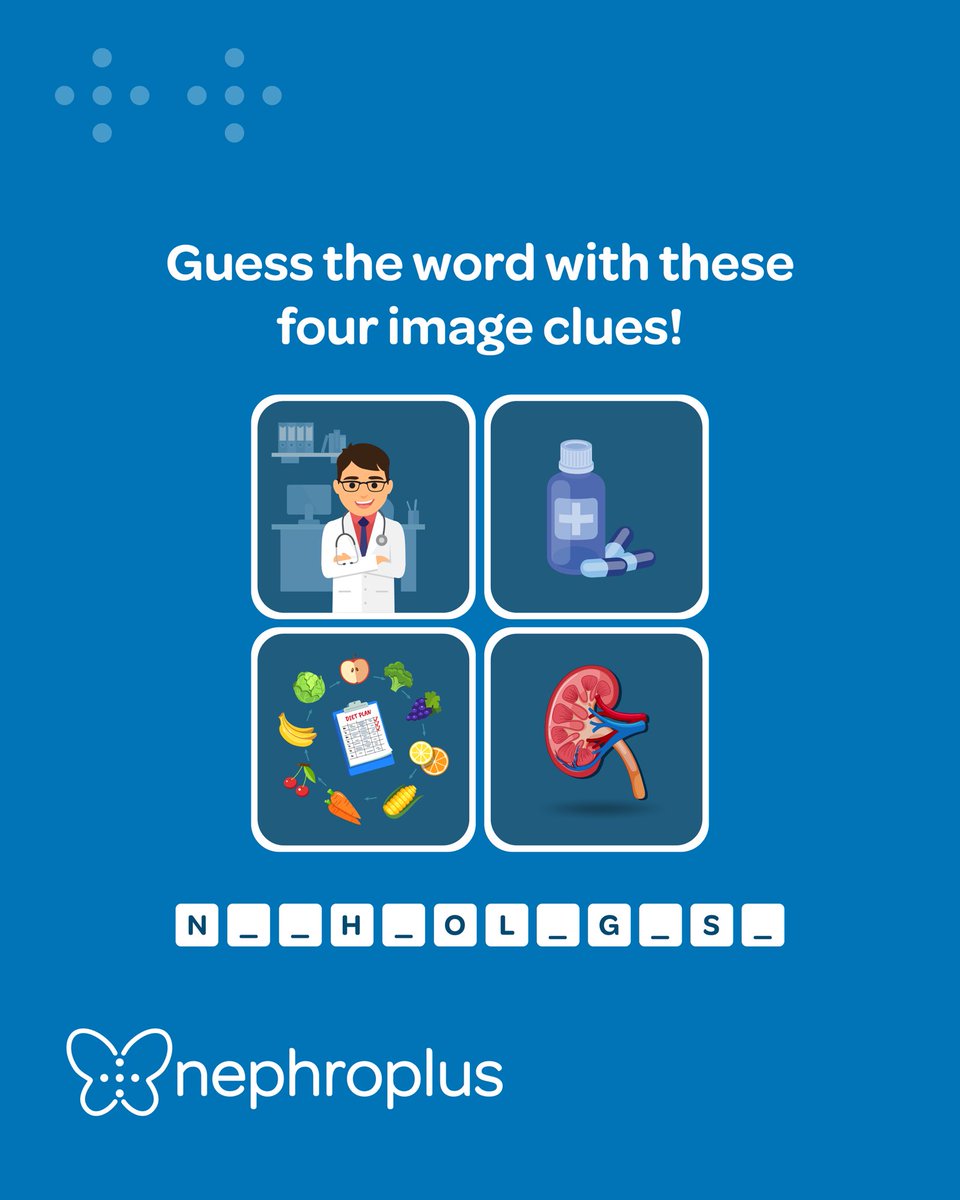 Engage your analytical skills! Examine the images closely and decipher the correct word. Share your answers in the comments, tag your friends, and invite them to join in the challenge! #NephroPlus #game #challenge