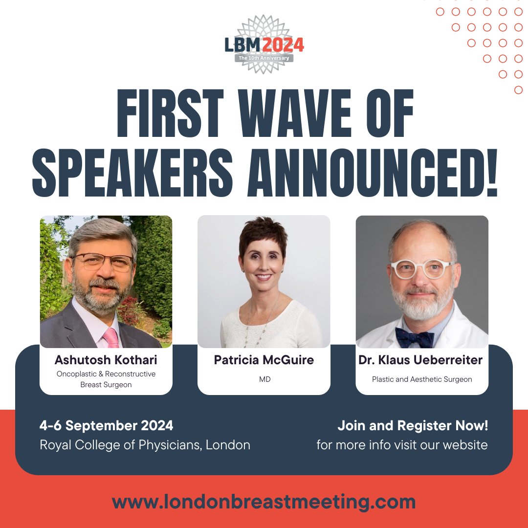 London Breast Meeting (@ldn_bm) on Twitter photo 📢 We are excited to announce the first wave of faculty members for London Breast Meeting's 10th Anniversary! 
These distinguished individuals bring a wealth of knowledge and expertise, further enhancing the educational value and success of the event.
londonbreastmeeting.com/londonbreastme… 📢 We are excited to announce the first wave of faculty members for London Breast Meeting's 10th Anniversary! 
These distinguished individuals bring a wealth of knowledge and expertise, further enhancing the educational value and success of the event.
londonbreastmeeting.com/londonbreastme…