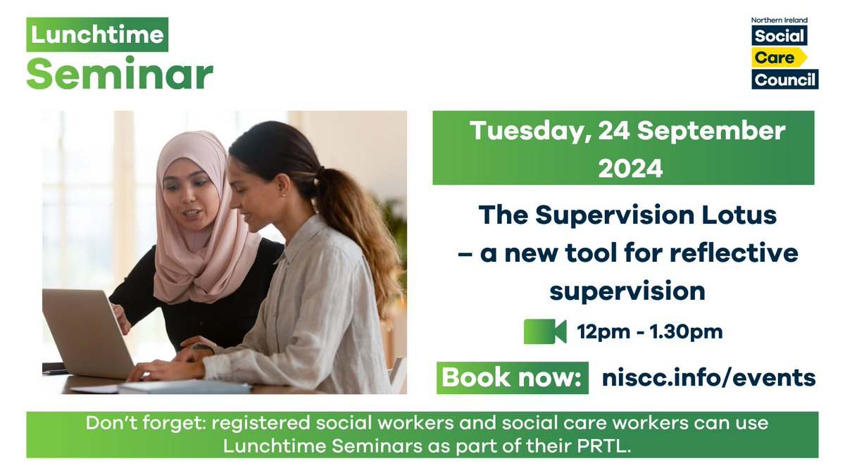 Join us for the latest Lunchtime Seminar on The Supervision Lotus – a new tool for reflective supervision. Click to find out more - niscc.info/events #LunchtimeSeminar #SupervisionLotus #ReflectionTool #SocialWorkReflection