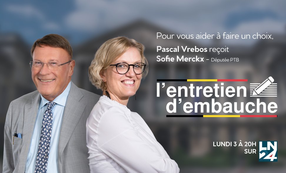 LN24 (@lesnews24) on Twitter photo Ce soir, Pascal Vrebos reçoit <a href="/Sofie_Merckx/">Sofie Merckx</a> dans L'entretien d'embauche dès 20h sur LN24 Ce soir, Pascal Vrebos reçoit <a href="/Sofie_Merckx/">Sofie Merckx</a> dans L'entretien d'embauche dès 20h sur LN24