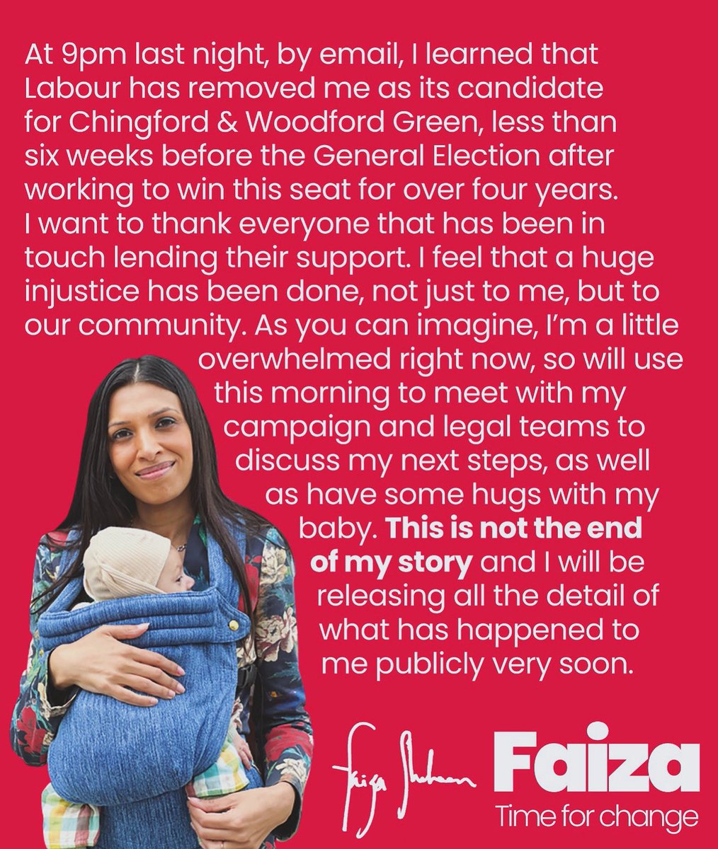 I’m in such shock, but I’m a fighter. Sign up to my mailing list below. I’ll put out more later today. It’s hard for me to put me into words how much your support means to me, from my heart, thank you faizashaheen.co.uk/join-the-campa…