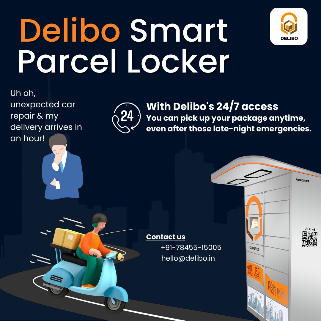 delibo_io's tweet photo. 📦 Uh oh, unexpected car repair & your package arrives in an hour? No worries! With Delibo's 24/7 Smart Parcel Lockers, you can pick up your package anytime
Safe, secure, and convenient - that's Delibo for you! 🔒
Follow us for more updates and offers!
#Delibo #SmartParcelLocker https://t.co/IyyI0KG6EN