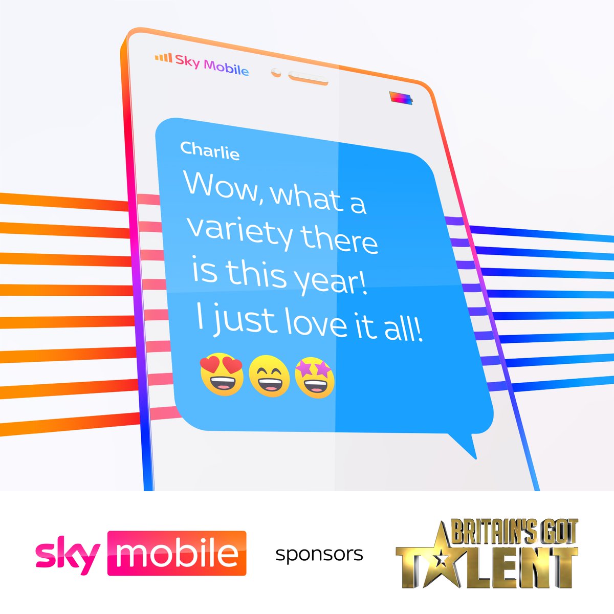 BGT's tweet photo. #ad And you're gonna love what’s coming next… 🤩 #SkyMobile #HelloPossible #BGT https://t.co/tpyL7LVX19