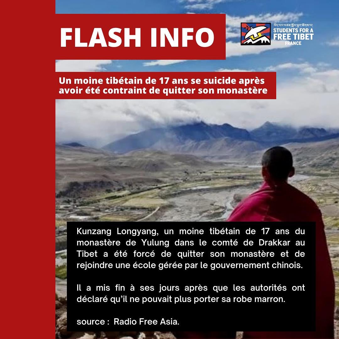 SFT France @libertetibet dénonce les efforts du gouvt chinois pour saper les croyances religieuses et les valeurs culturelles tibétaines en déformant et en contrôlant les aspects religieux de la vie tibétaine, dans le but d’une sinisation à long terme.
#KunzangLongyang #Tibet