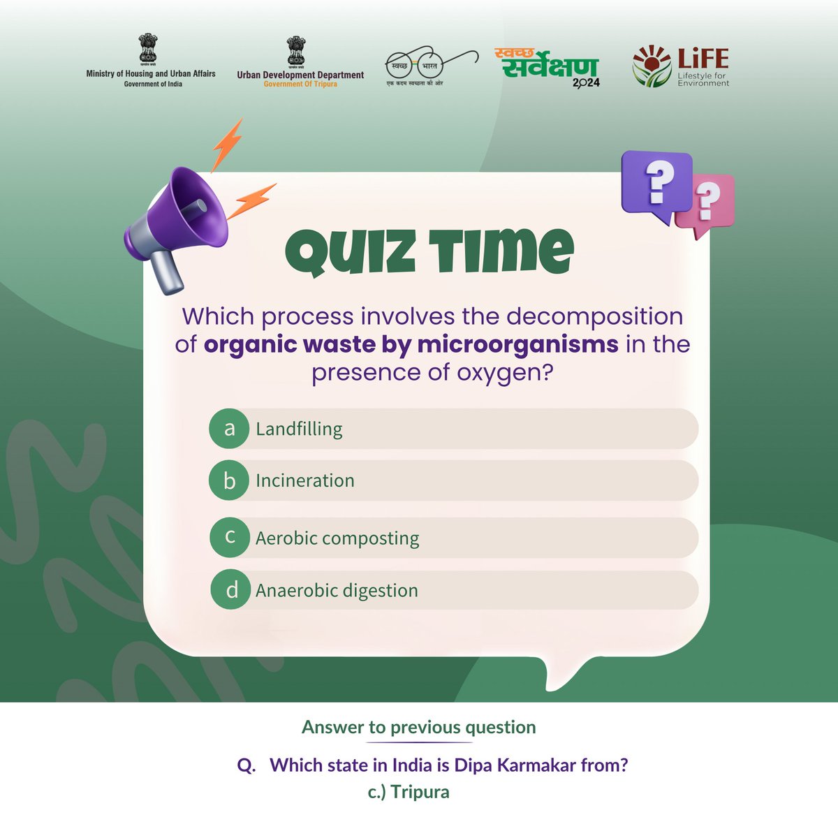 Today's Quiz!! Please answer in the comments section below. 
#Quiz #Challenge #UDD #WinCertificate #tripura #agartala #swachhTripura #northeast @SkillTripura @mohua_indi @mygovtripura