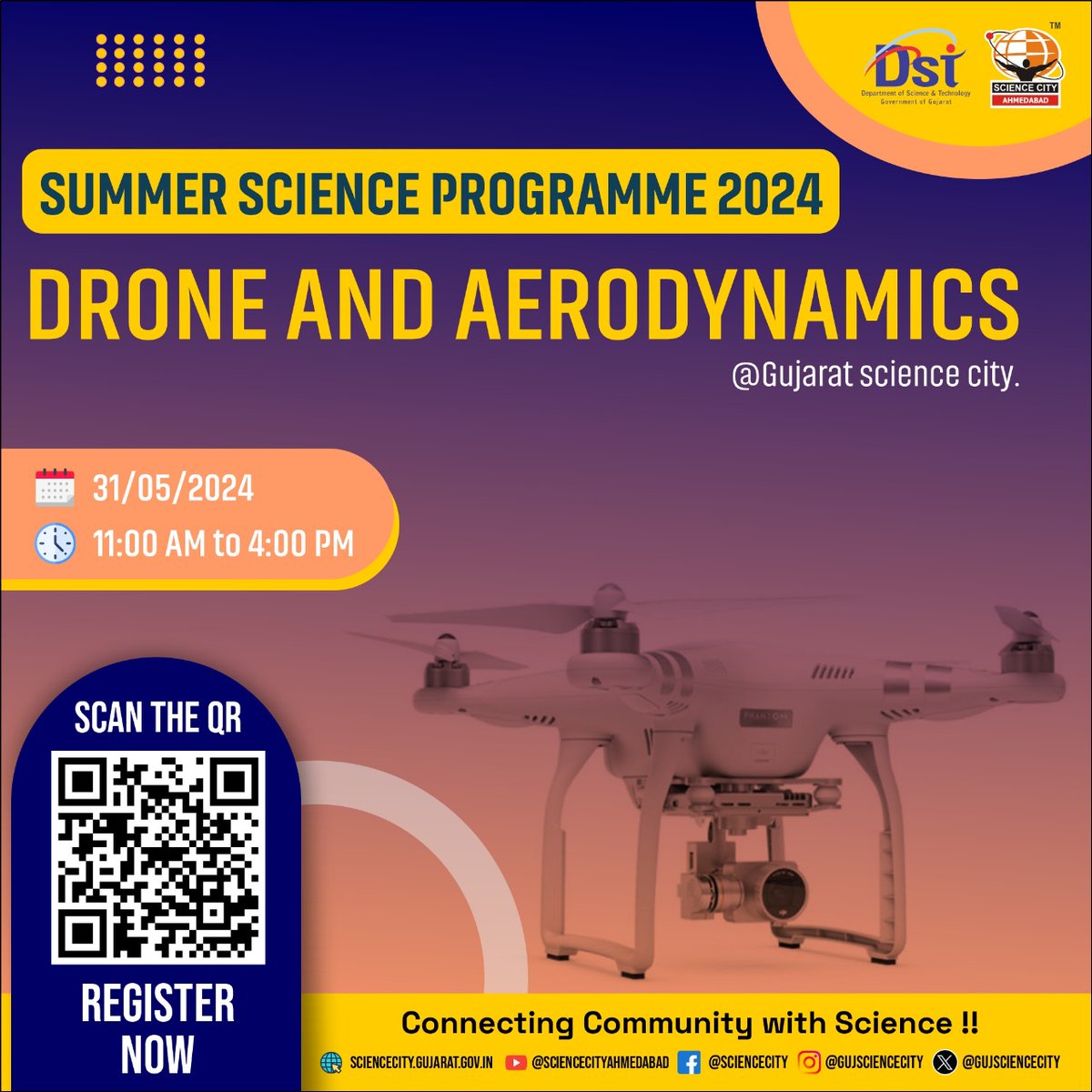 GujScienceCity's tweet image. Join us for an exhilarating adventure into the realm of aerodynamics and drones. From understanding airflow to optimizing performance, this workshop is your ticket to mastering the art and science of flight. Get ready to take off into a world of innovation. #summerscienceprogram…