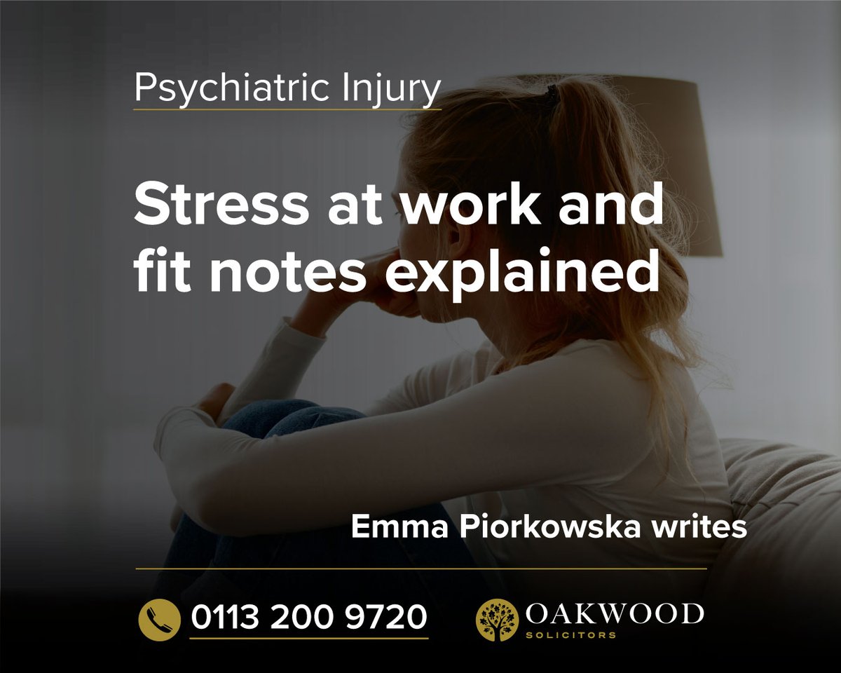 We explain fit notes and what can be done by businesses to improve mental health in the workplace. Emma Piorkowska writes: oakwoodsolicitors.co.uk/knowledge/stre… #OakwoodSolicitors #StressAtWork