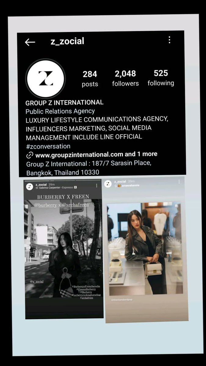 metch1987's tweet photo. GROUP Z INTERNATIONAL
Luxury Lifestyle Communication Agency Influencers marketing social media management
Burberry x Freen
Golden Goose x Freen
#srchafreen #burberry #freenxburberry #GoldenGooseFreen https://t.co/yNyHXLVrPf