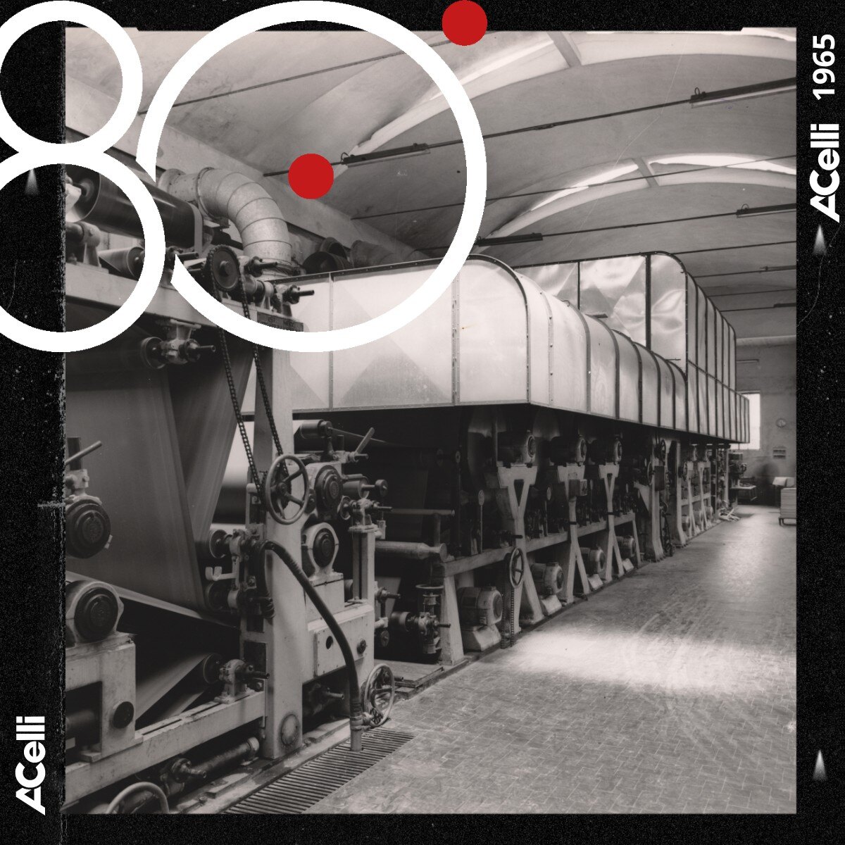 #ThrowBackThursday – let’s dive into our 𝟖𝟎-𝐲𝐞𝐚𝐫 𝐡𝐢𝐬𝐭𝐨𝐫𝐲! In this episode we present you a photo from 𝟏𝟗𝟔𝟓 portraying an A.Celli paper machine supplied to 'Cartiera San Felice'. #acelli #onaroll #paper #tissue #nonwovens #80years #80anniversary #80thanniversary