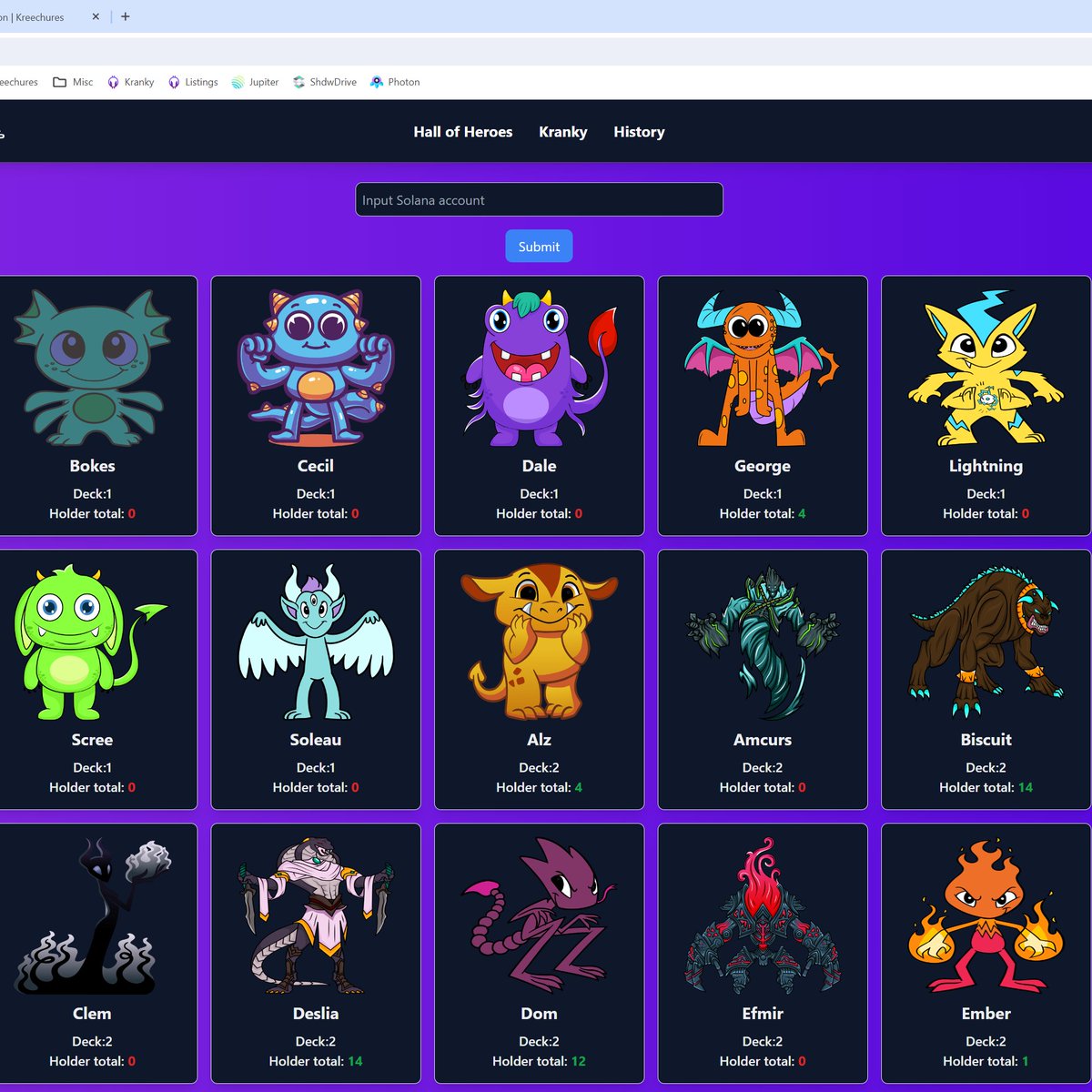 kreechures's tweet photo. gotta catch 'em all! The Hall of Heroes is here!! 🎉🪩
Do you have all of the Deck 1s?
Which of your favs are you still missing?
Now it's easy af to know
Pick the Kreechure & go straight to @MagicEden w it prefiltered 🔥
https://t.co/R3DLjYQndT
#FirstCollectionOnSolana https://t.co/MpuxNYIkOr