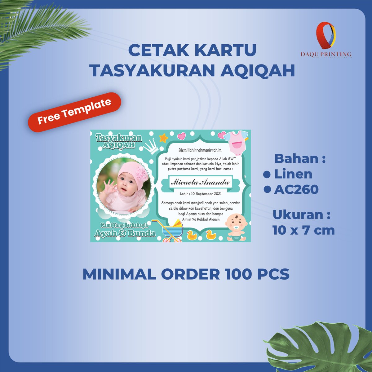 daquprinting's tweet photo. Dapatkan Kartu Tasyakuran Aqiqah untuk menyempurnakan acara aqiqah anda : 

PESAN SEKARANG : https://t.co/CmZQ8w5ILe https://t.co/97M3l8HTzg