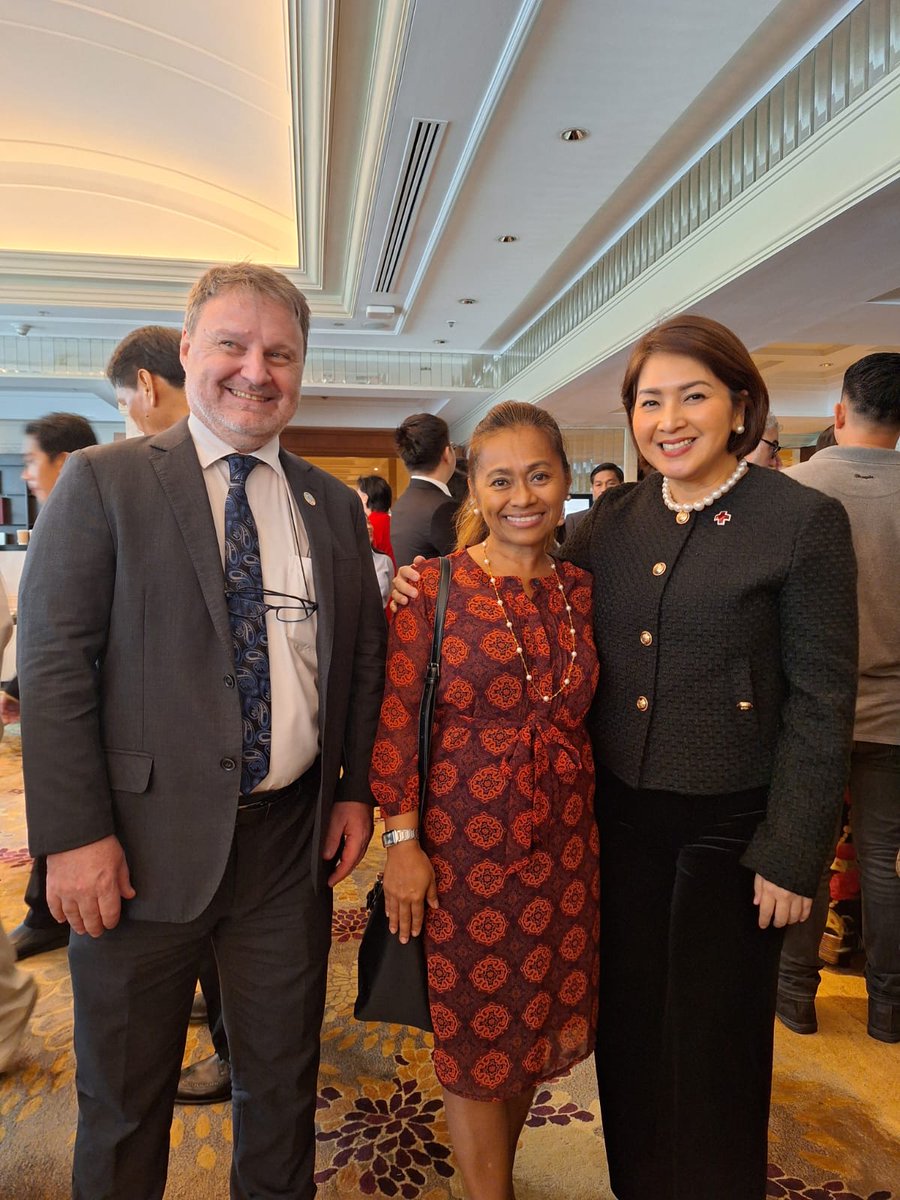 dabbadie's tweet photo. An innovation to improve our preparedness is #AnticipatoryAction. @FAOPhilippines frequently collaborates with @philredcross to strengthen our AA protocols. Very happy to meet Secretary General Gwen Pang during  the reception in honor of Kate Forbes IFRC President https://t.co/MDrJbbTjVm