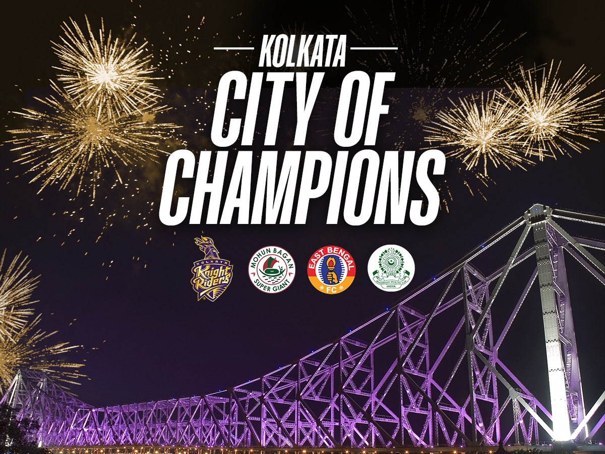 KKRiders's tweet photo. Champions' er shohor, amader Kolkata! 💜 https://t.co/eQaWt1wKBc