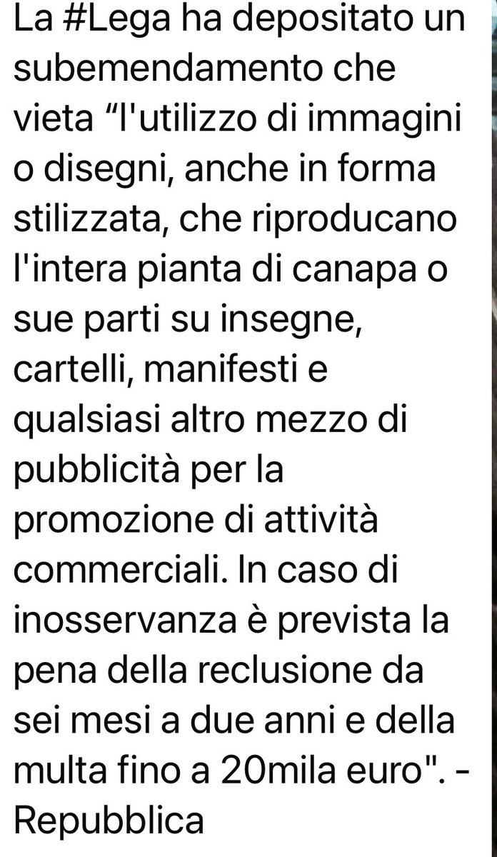 Cosa si inventano oggi per dimostrare ancora una volta la follia normativa, e non solo, che stiamo constatando frequentemente? La reclusione per chi disegna la pianta di canapa su manifesti pubblicitari e simili.