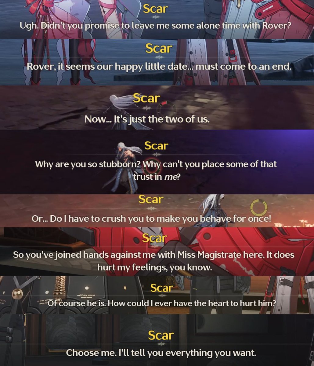 Questionable things Scar said to mrover [🧵]
#scarover #WutheringWaves