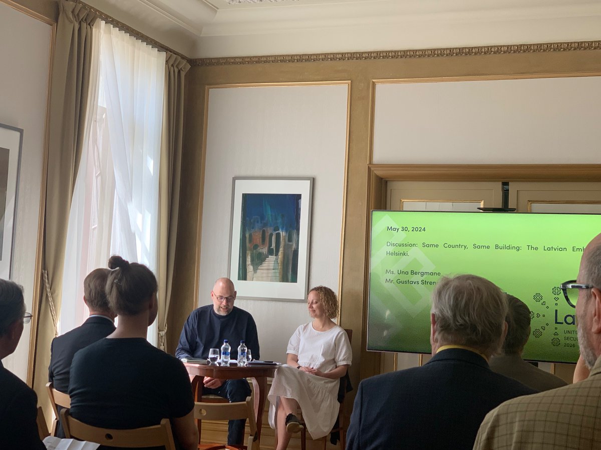 Now at @LV_Finland attending timley discussion on # Latvia - #Finland relations, the #Baltic states, regional cooperation & the connection history has with the historical heritage of the Embassy building in #Helsinki