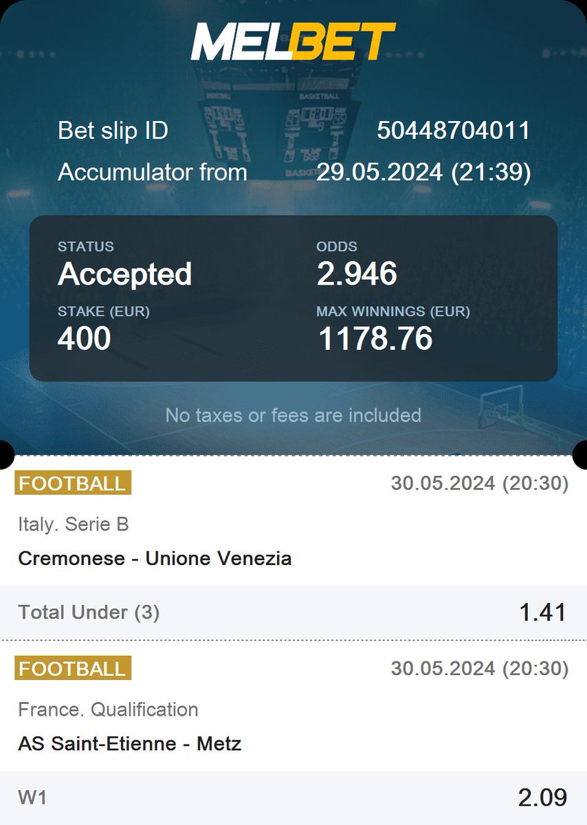 🚨 Total Odds: 2.946 🚨 🇮🇹 Italy. Serie B 🇮🇹 Cremonese vs. Unione Venezia | Total Under (3) 🇫🇷 France. Qualification 🇫🇷 AS Saint-Etienne vs. Metz | 1X2 W1