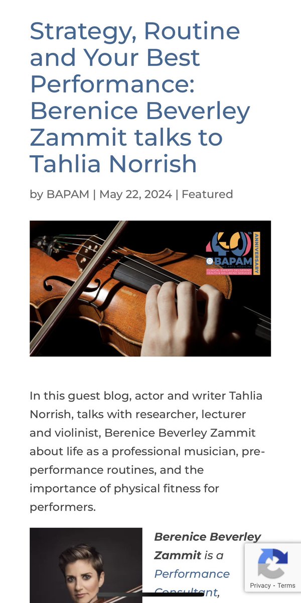 Proud to feature in <a href="/ukbapam/">BAPAM: Performing Arts Medicine</a>’s May newsletter. A shout out goes to Tahlia Norris for having invited me to give a sneak peak of some of my research findings, &amp; to BAPAM who has a special place in my heart for its tireless work with performing artists. 
bapam.org.uk/strategy-routi…