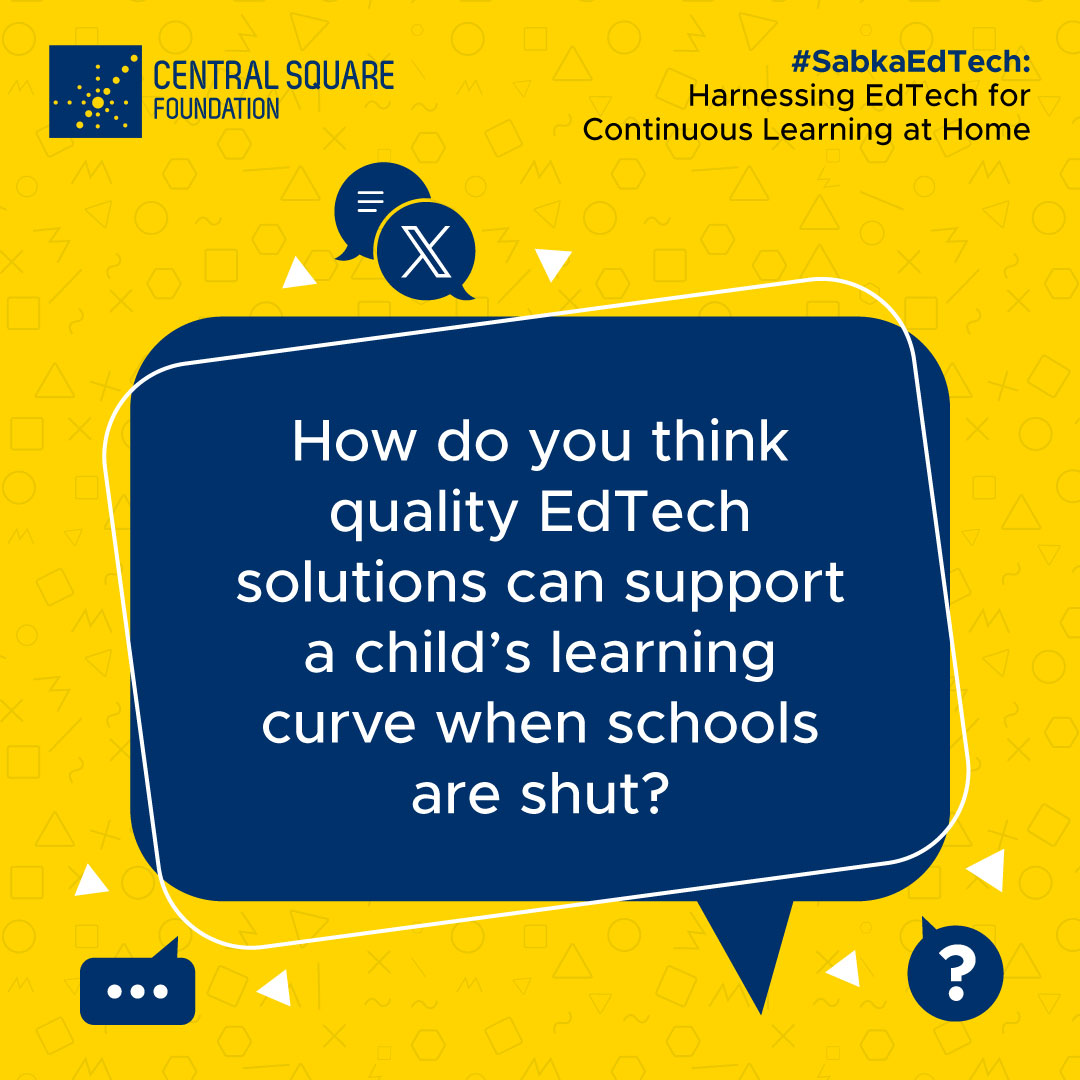 Central Square Foundation (@csf_india) on Twitter photo 🔴 #3: A recent policy note by <a href="/WorldBank/">World Bank</a> emphasises the need for remote learning during school closures.
Seeking thoughts from our participants on how #EdTech can be leveraged to ensure learning continuity for students in such situations.
#SabkaEdTech #AtHomeLearning 🔴 #3: A recent policy note by <a href="/WorldBank/">World Bank</a> emphasises the need for remote learning during school closures.
Seeking thoughts from our participants on how #EdTech can be leveraged to ensure learning continuity for students in such situations.
#SabkaEdTech #AtHomeLearning