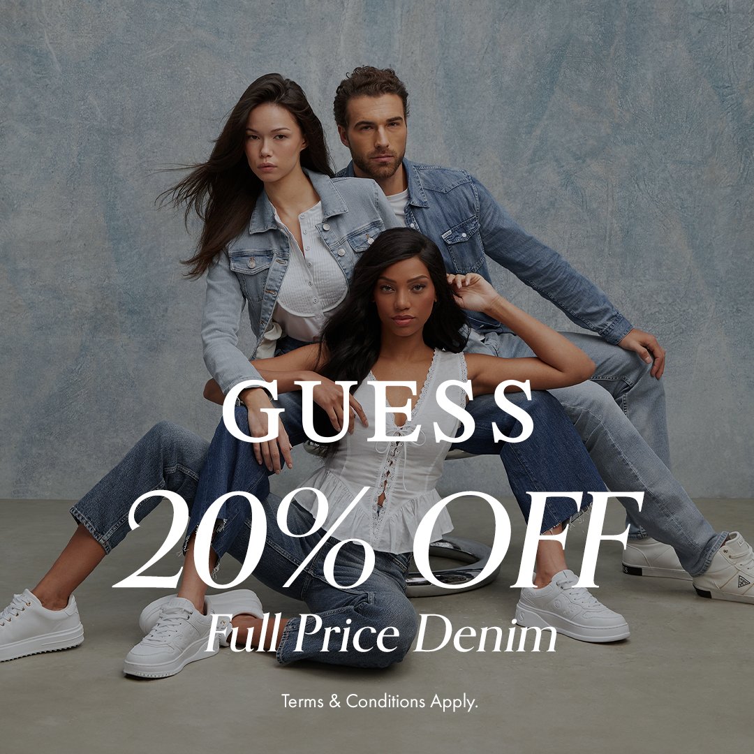 You 'Guessed' it - denim dreams do come true. 💙 Get 20% off on full price jeans at @Guess. Time for a fashion haul... #MallOfAfrica #Guess #Denim #AW2024 #Fashion