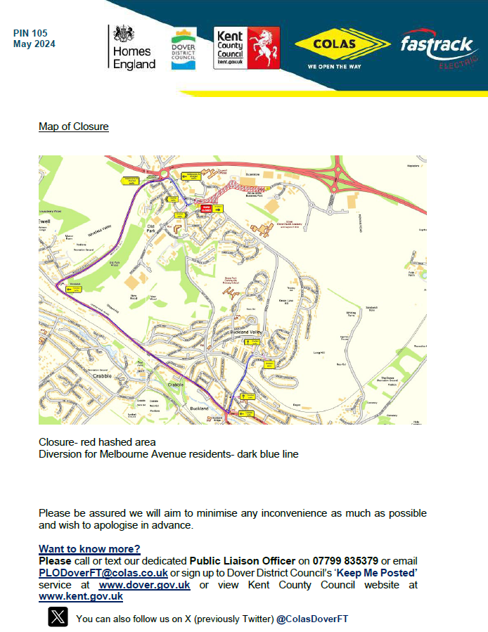 NEXT WEEK - PIN 105 - NIGHT CLOSURE OF TESCO ROUNDABOUT
<a href="/DoverDC/">Dover District Council</a>
<a href="/Kent_cc/">Kent County Council</a>
<a href="/KentHighways/">KCC Highways</a>