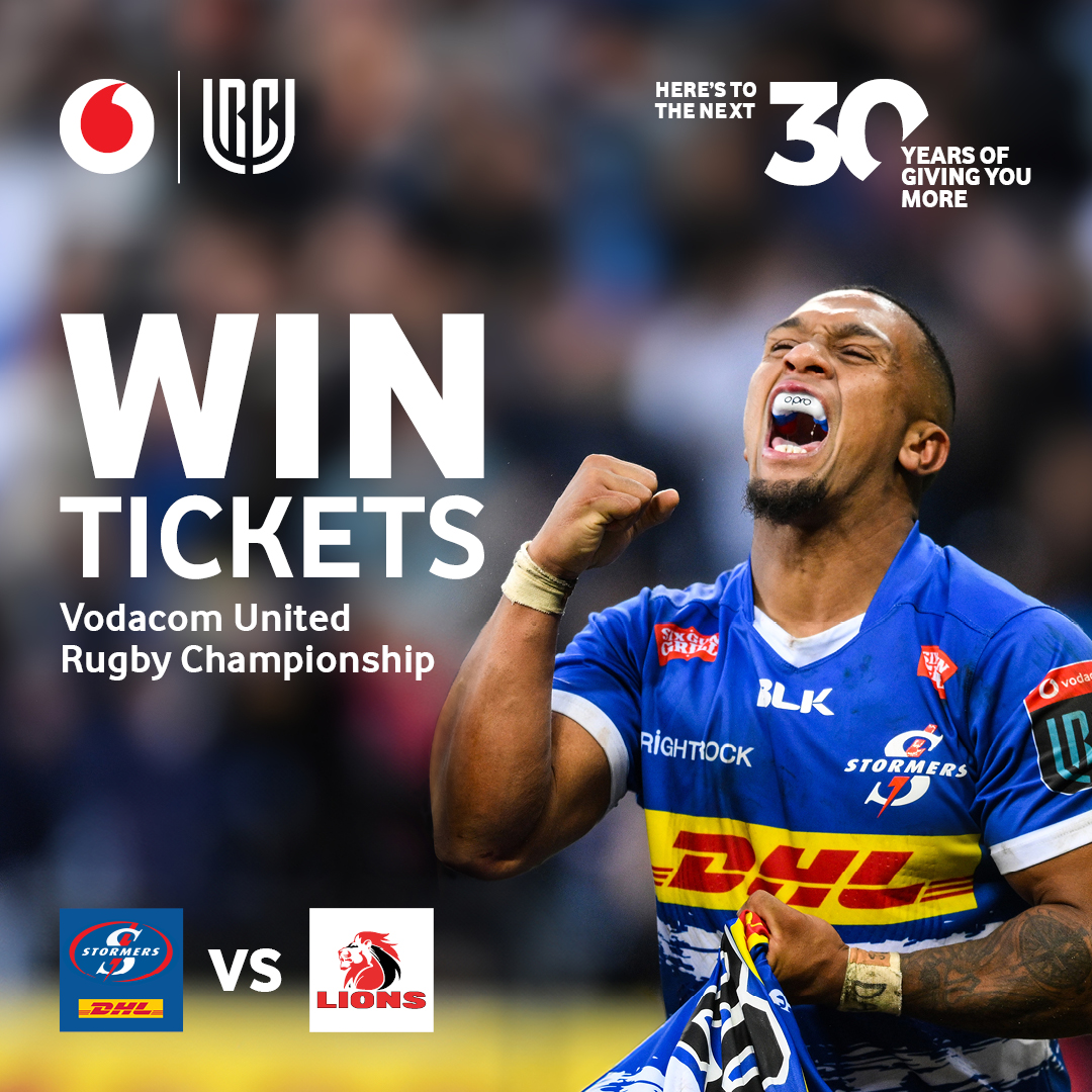 Celebrate Vodacom's birthday with 2x double tickets to the Vodacom United Rugby match between the @StormersDHL & @LionsRugbyCo on 1 June 2024 in Cape Town!

Enter by commenting below with Vodacom’s age. Competition ends 31 May at 12pm. Winners notified same day.

T’s & C’s apply.