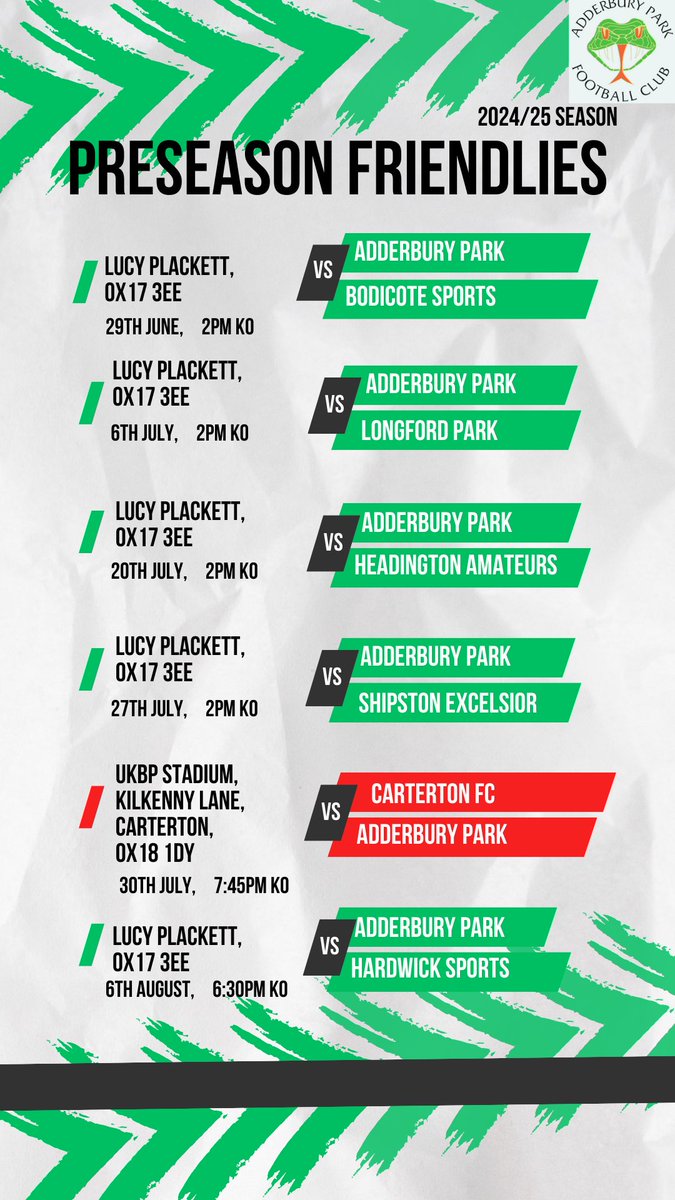 AdderburyParkFC's tweet photo. Preseason Fixture Release For Our Mens First Team
#UTAP https://t.co/lerEKNqlDC