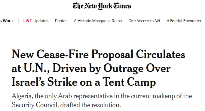 The @Nytimes knows very well it wasn't a 'strike on a tent camp.' It was a strike on two murderous Hamas leaders and their munitions started the fire at the tent camp nearby. Words matter, and this choice of words is incitement, not reporting.