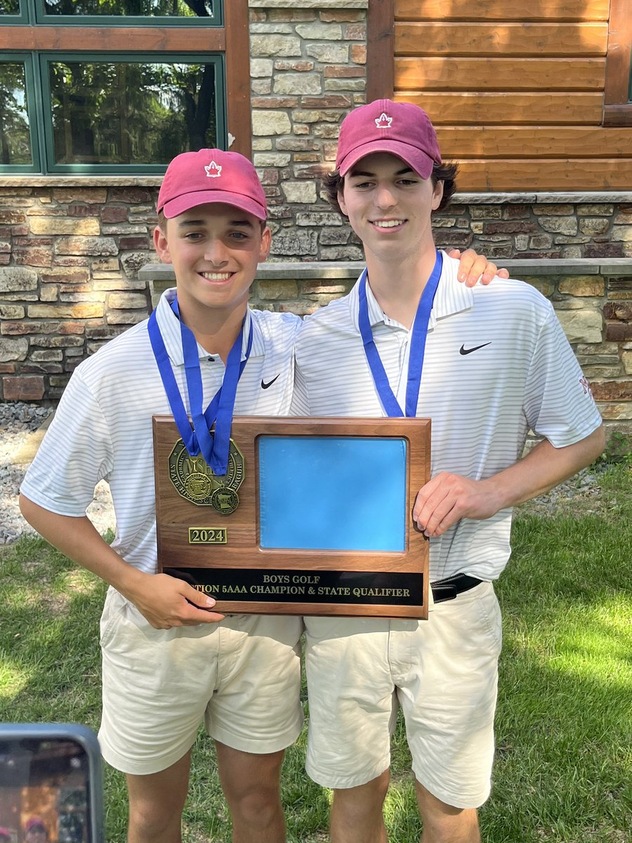 MGBoysGolf's tweet photo. THE CRIMSON ARE GOING TO STATE, BABY!!! ๐ It was a great team effort by all!!! They deserve thisโthey worked hard all year and it paid off! Ryan Stendahl took section low honors with a 2-day total of -3 under!! Woot woot!!! Canโt Wait for State!!! ๐๐๐๐ฝโโ๏ธโณ๏ธ #theseguysrock https://t.co/aXtAj9oEEM