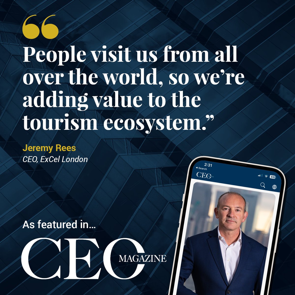 INTERVIEW: #ExCeLLondon CEO Jeremy Rees talks to @CEOMagazineGL on the venue's milestone year - including expansions, world-class events and everything in between... Read full article: bit.ly/4bTHwcI #EventsIndustry #Business #EventProfs