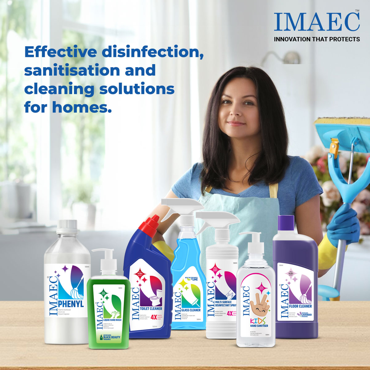 imaecpharma's tweet photo. Introducing our Housekeeping Solutions range of cleaning, sanitising &amp; disinfecting products designed to safeguard health. It includes: Handwash, Kids Sanitizer, Glass Cleaner, Floor Cleaner, Toilet Cleaner, Multi-surface Disinfectant Spray, Phenyl
#IMAEC #IMAECIndia #IMAECPharma https://t.co/73QG72FuF0