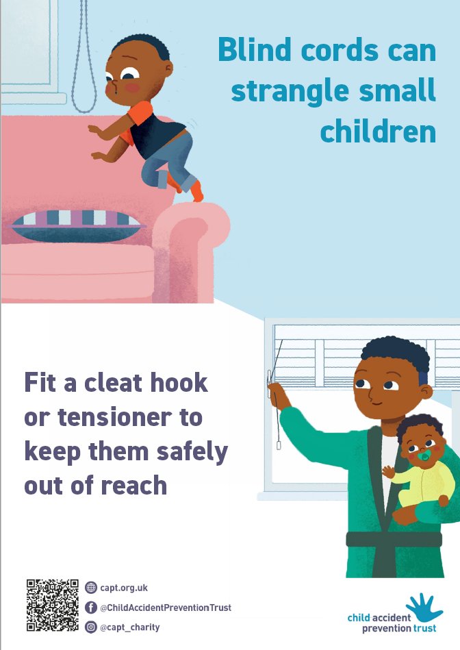 It only takes 15 seconds for a toddler to lose consciousness, make sure your blind cords are secured or have safety clips fitted. #ChildSafetyWeek #safetysorted <a href="/CAPTcharity/">Child Accident Prevention Trust - CAPT Charity</a> <a href="/childsafetyweek/">Child Safety Week</a> <a href="/RHCGlasgow/">Royal Hospital for Children, Glasgow</a> <a href="/ScotTraumaNwk/">Scottish Trauma Ntwk</a>