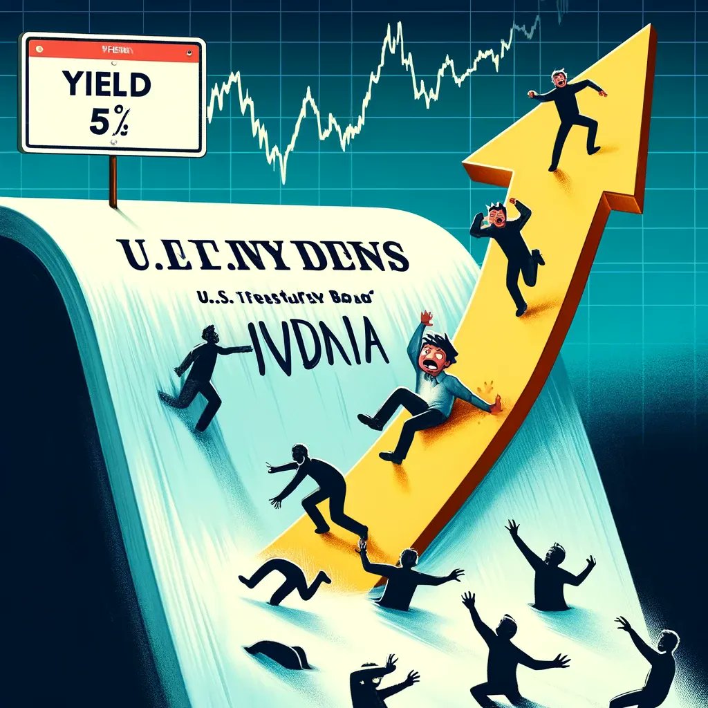 📉📈 Rising U.S. Treasury yields often signal stormy weather for stock markets! ⛈️💸 Higher yields = costlier borrowing for companies and a tempting alternative for investors, leading to market tumbles. Stay tuned and stay savvy! 📊💡