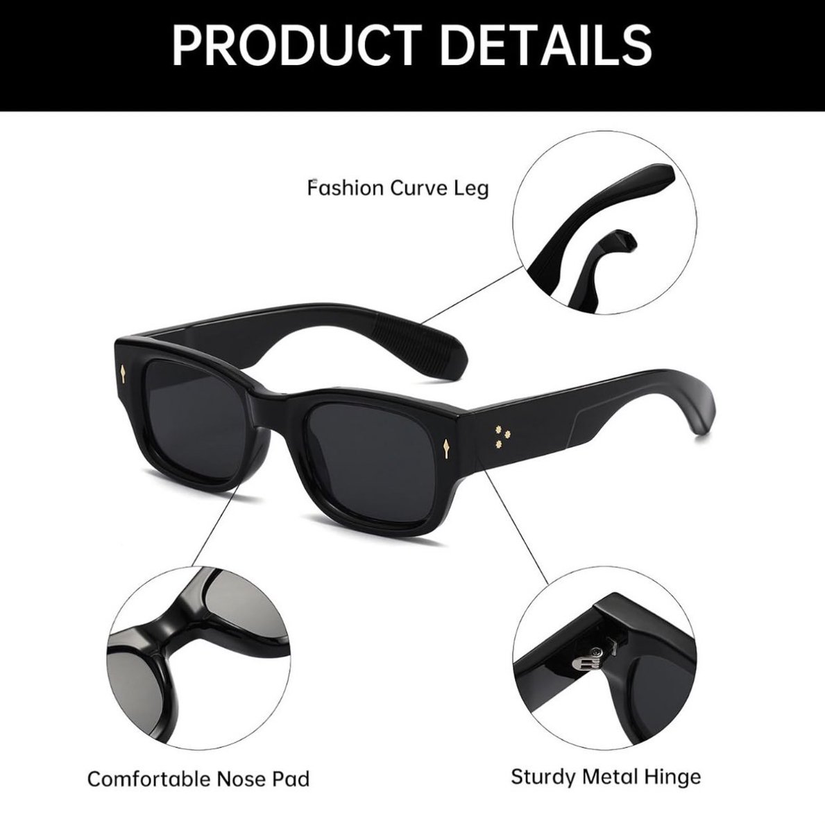 Rivet frame square lens sunglasses Price : N12,000