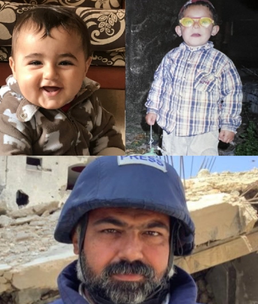 ابنا الصحفي المصور معتصم الدلول، استشهدا في القصف الإسرائيلي.