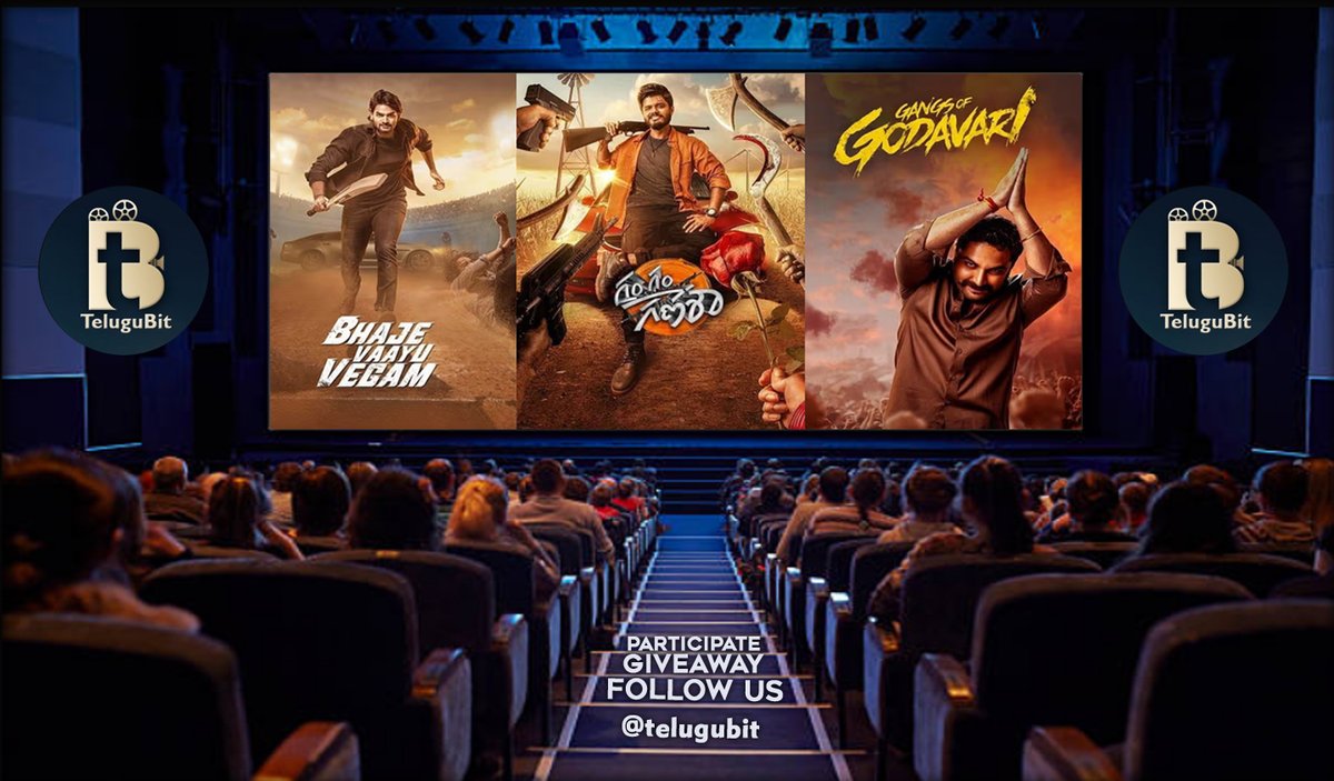 This Friday celebrate CINEMA  !!
!!🎟🎟 #telugubit GIVE AWAY 🎟🎟 !!

Rules for Participation:
1. Follow us @telugubit

2. Movie Name with Location &amp; Use Tag #Telugubitcontest

3. RT this Tweet and Tag your  2⃣ friends.

#BhajeVaayuVegam #GangsOfGodavari #GamGamGanesha