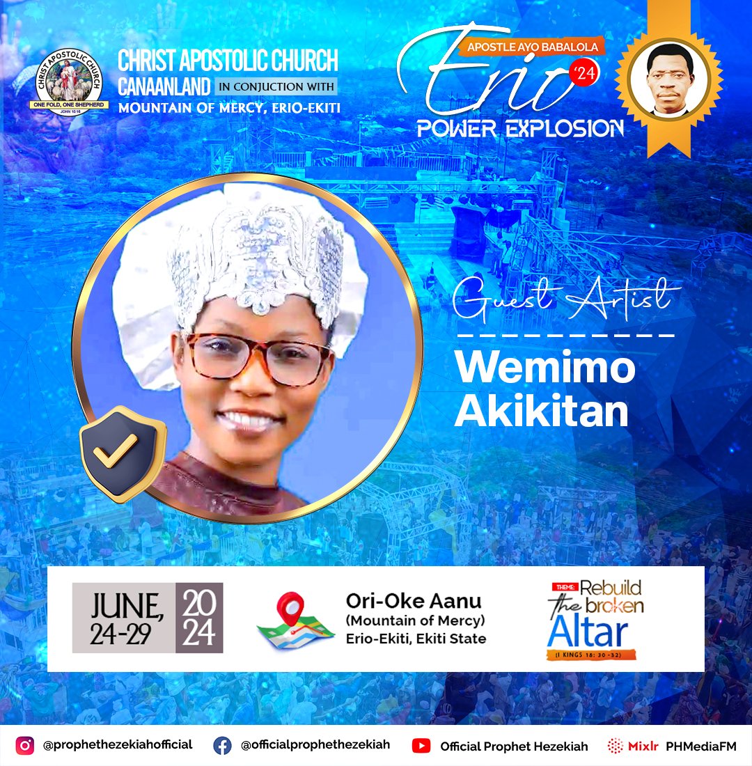 Lady/Evang. Wemimo Akikitan is ready!
Are you ready?

#Erio
#ErioMountain
#apostleayobabalola
#powerexplosion
#revival
#officialprophethezekiah
#PHMedia