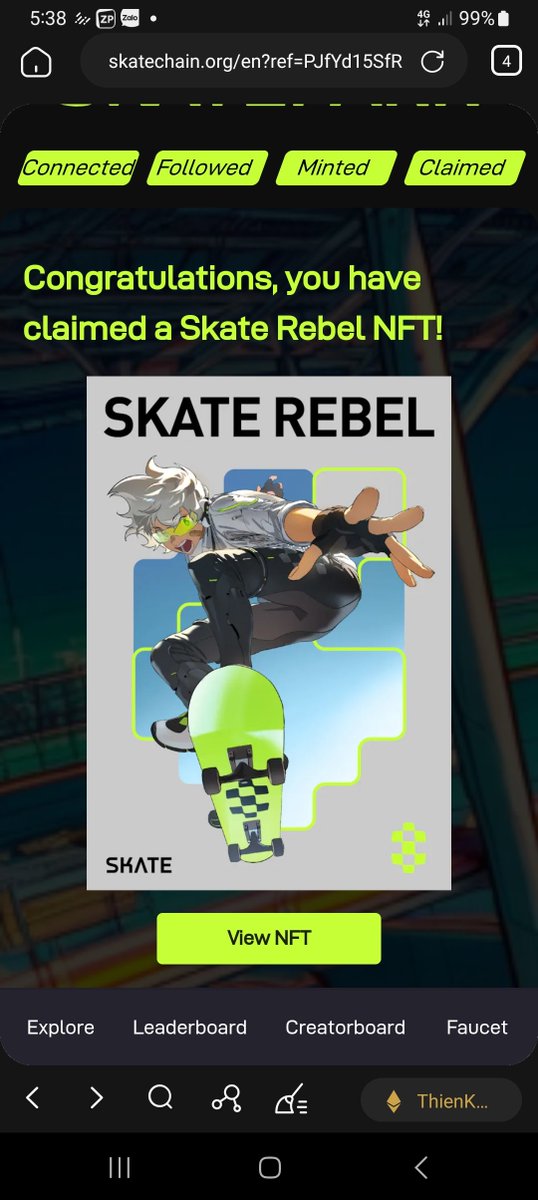 Finish tasks to get reward.
#SkateSnaps, #Skatechain, and #Coin98.