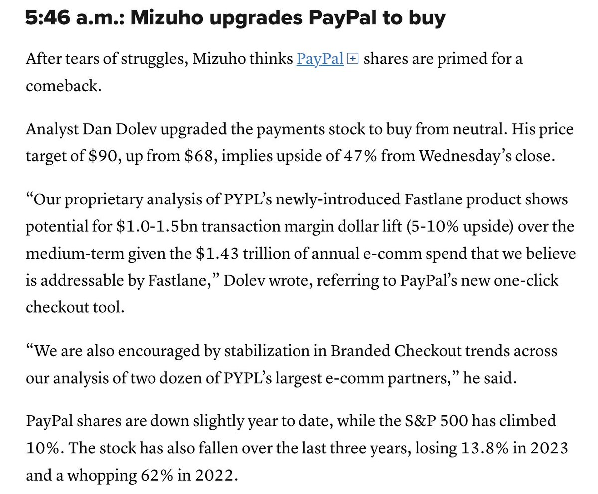 Not a single mention about the new Ads division recently announced by $PYPL. 

Just shows that $PYPL can easily return back above $100 in the months ahead. For those who sold at the lows yesterday, chaos! 👋🏼